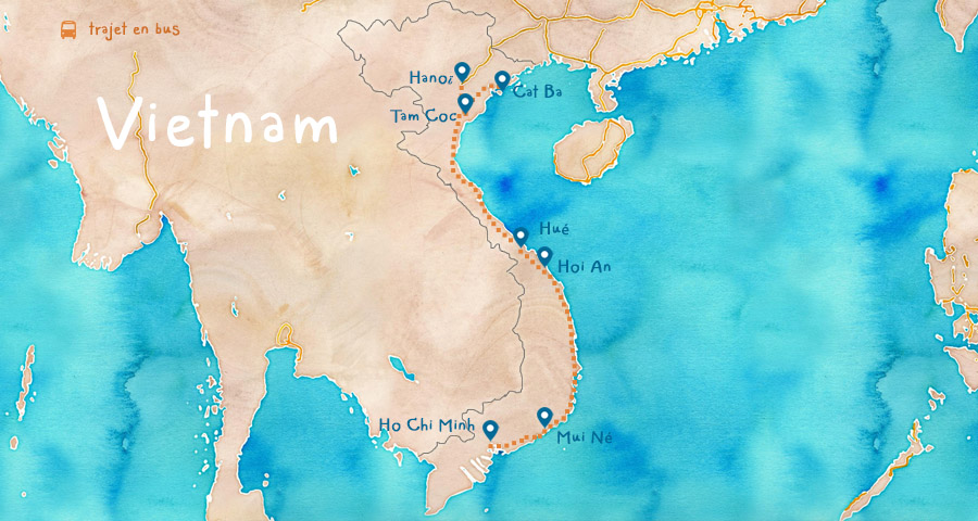 Carte Vietnam Itinéraire